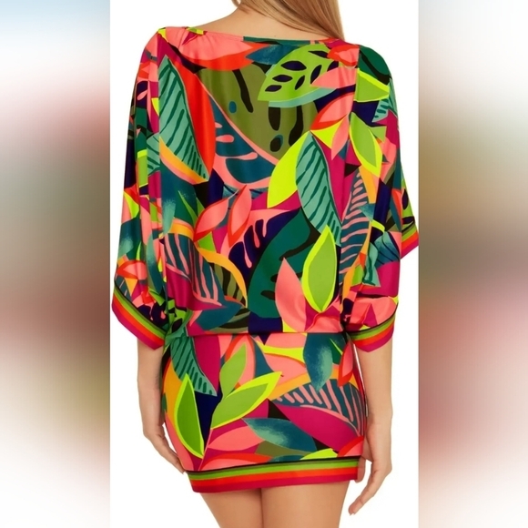 Trina Turk RAINFOREST Tunic Swim Cover up Dress - Sz. Medium NWT - Picture 2 of 8